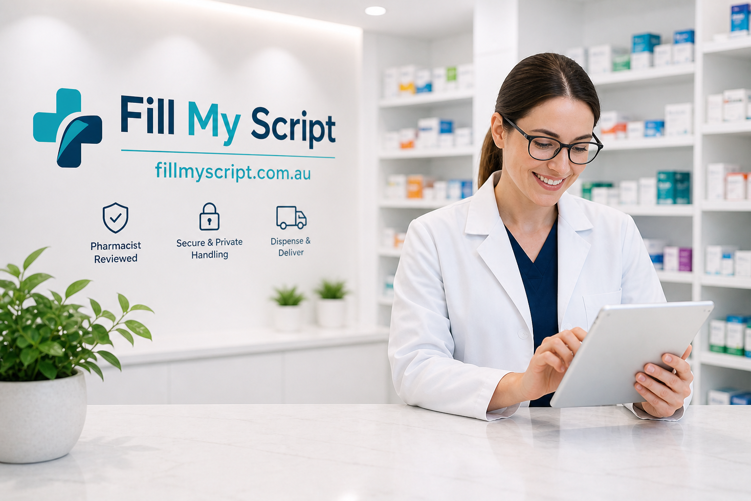 Fill My Script — pharmacist reviewing a prescription